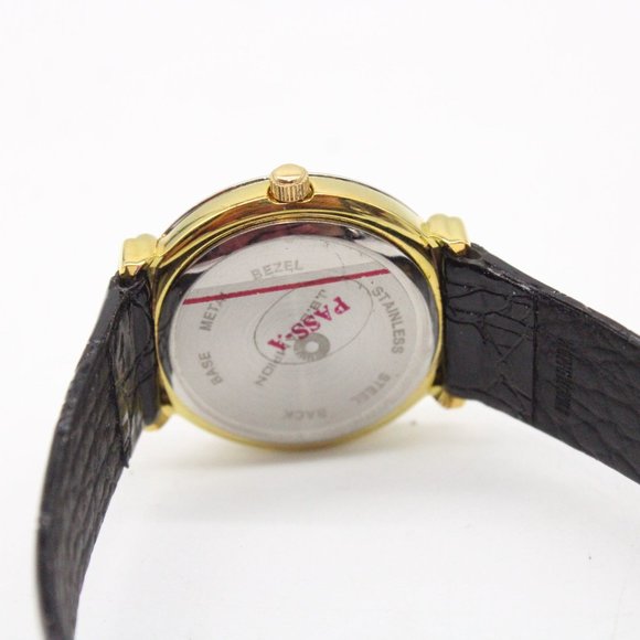 J.B Champion Watch Womens Gold Tone Stainless Steel Classic Black Leather Band - Picture 8 of 8